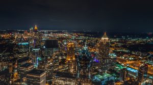 aerial night view shot of metro atlanta